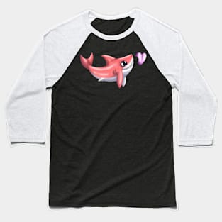 Shark Bites! (Coral) Baseball T-Shirt